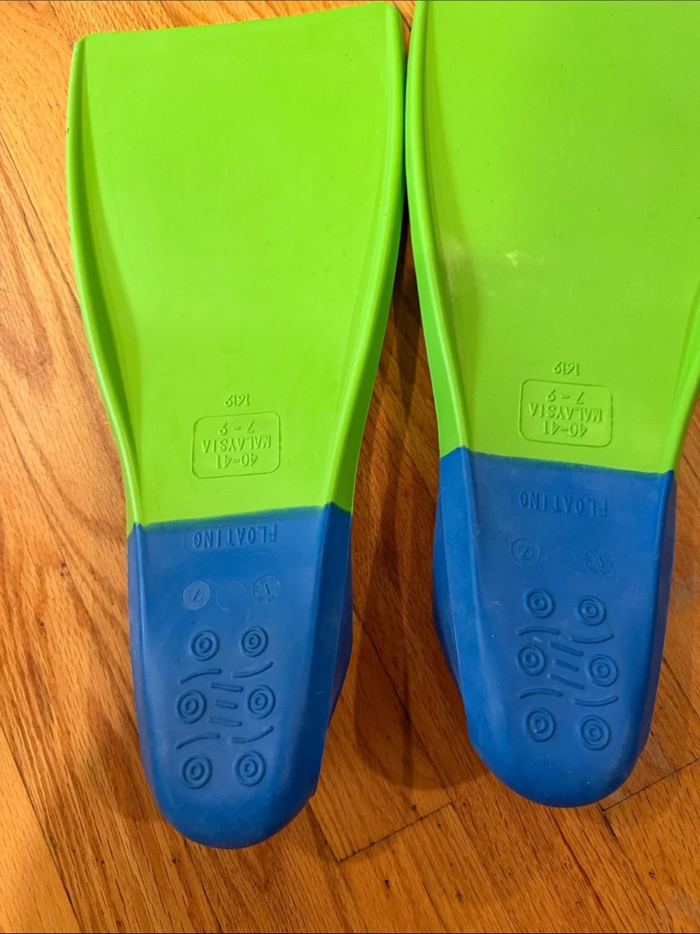 Green and Blue Swim Fins - Comfortable Youth Snorkel Flippers